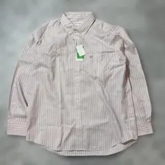 美品LACOSTE ピンクホワイトストライプ 長袖シャツ