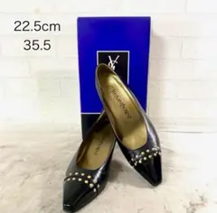 Yves Saint Laurent スタッズ付きヒール 黒　35.5