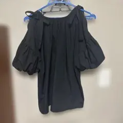 オフショルダー パフスリーブ ブラウス ブラックのサムネイル