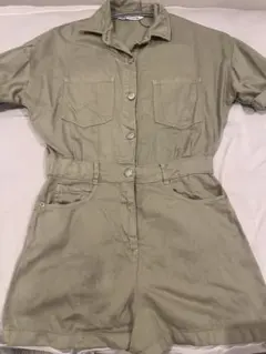 ZARA オリーブグリーン ショートオールインワン