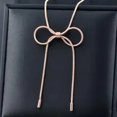 残り ネックレス サージカルステンレス 【大人気】リボン 金アレ ピンクゴールド