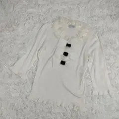 【美品】　オースチンリード　リボン付き　長袖　ニット　アンゴラ混　38