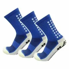 グリップソックス　ブルー　3足　サッカーソックス　フットサル　靴下　まとめ売り