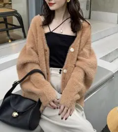 hinari シャギーニットカーディガン