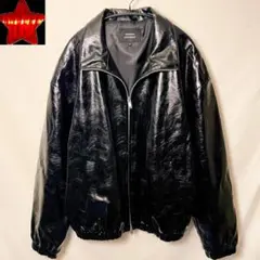 【MUSINSA STANDARD】ビーガンレザートラックジャケットブラックXL