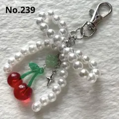 《239》ビーズキーホルダー　リボン　さくらんぼ　韓国　y2k コレクトブック