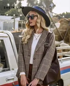 ＊SHEIN チェック柄テーラードジャケット XS