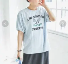 coen カレッジプリント半袖Tシャツ ライトブルーのサムネイル