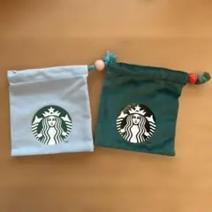 STARBUCKS 巾着袋 水色と緑色 2個セット