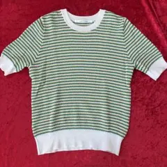 Lugnoncure 半袖ニット フリーサイズ グリーンチェック　総柄のサムネイル