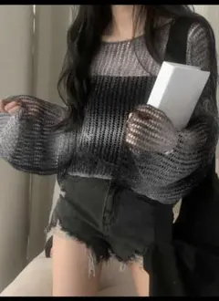 SHEIN グラデーション メッシュ セーター Lサイズのサムネイル