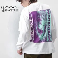 【極美品】マナスタッシュ バックプリント ロンT M ヘビーウェイト ホワイト