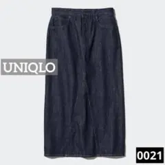 0021 UNIQLO デニムパネルロングスカート ネイビー