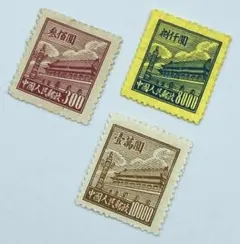 中国人民郵政期 1950年普　天安門4種セット未使用品 中国人民郵政期1950年天安門4種セット未使用品