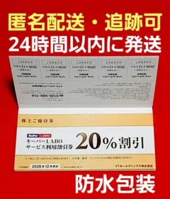 VTホールディングス 株主優待券 1冊 キーパーラボ20%割引券⭐️　V⑦