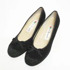 【新品未使用】銀座かねまつ パンプス スエード リボン 22.5cm