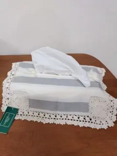 【新品タグ付き】 レース付きティッシュボックスカバー 北欧 アンティーク