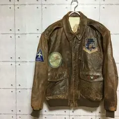 【80s極太】A-2 レザー フライトジャケット ワッペン カスタム 80s極太】A-2 レザー フライトジャケット ワッペン カスタム - メルカリ