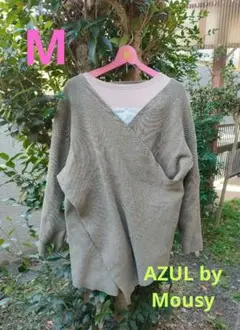 【azul by moussy】カシュクール　長袖ニットセーター/クロス/可愛い