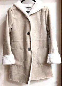 INGNI ベージュ フード付きムートンコート