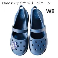 廃盤モデル！Crocsシャイナ メリージェーンネイビーカラーW8サイズフラワー付のサムネイル