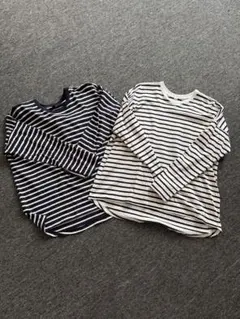 UNIQLO 長袖Tシャツ L ネイビー ホワイト　ボーダー　ユニクロ