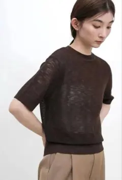 セレクトモカ　リブ編みシアークルーネックニットのサムネイル