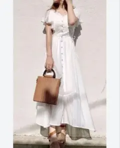 REDYAZEL レースコンビガーリーマキシワンピース Aライン 透け感 M