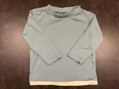 水色 長袖Tシャツ 重ね着風
