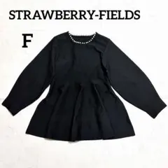 ストロベリーフィールズ ペプラムパフニット　長袖ニット パール　ゆったり