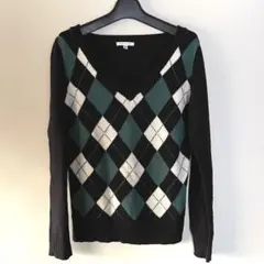 CINEMA CLUB アーガイルVネックニット