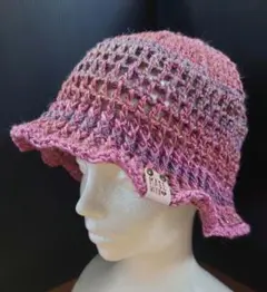 クロシェハット バケットハット クラッシャーハット 毛糸かぎ針編みNo.タグ⑧