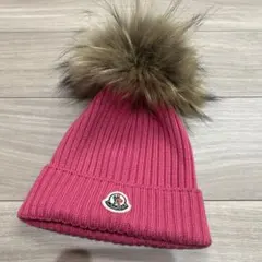 限定セール★ほぼ未使用★MONCLER ピンク ファー付きニット帽 L