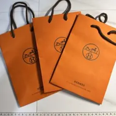 HERMES ショップ袋 3枚セット 化粧箱 オレンジ