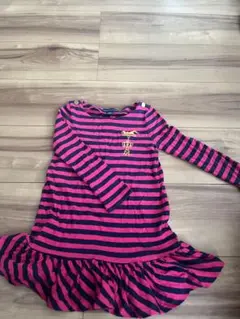 Ralph Lauren ピンクとネイビーのストライプワンピース 24M
