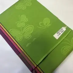 緑色 蝶模様 半幅単衣帯