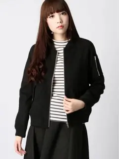 美品　グローバルワーク　レディース　MA-1 ジャケット　ウール調　中綿　黒　L