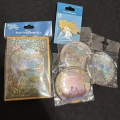 ディズニーシー　ファンタジースプリングス　メモ帳　缶バッジ　ピンバッジセット