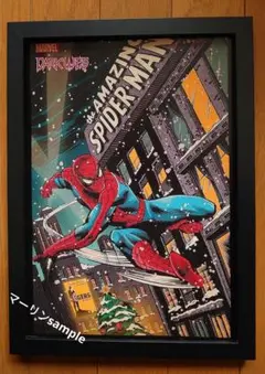 スパイダーマンSPIDERMANポスターフレーム付き壁掛けパロディアート