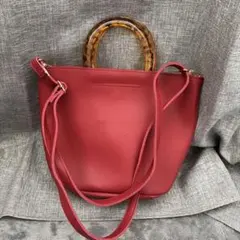 grove レッド トートバッグ アクリルハンドル 持ち手はべっ甲 タグ付きのサムネイル