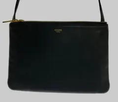 CELINE ブラックレザーショルダーバッグ