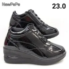 23.0 ニューぺぺ6㎝厚底プラットフォーム ブラックエナメル 箱無しお届け