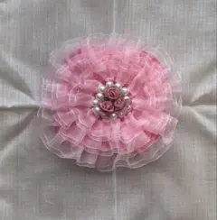 【新品・ハンドメイド】ピンク・パール・小バラ／ロリィタ・甘ロリ　丸型ヘッドドレス