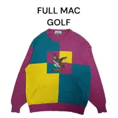 FULLMACGOLF　クレイジーパターン　ビックロゴ刺繍　ニットセーター　古着