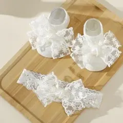 新品★レースリボン　靴下　3点セット　 女の子 ホワイト ベビー