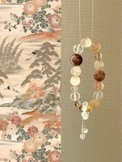 やさしい彩りシリーズ｜兔毛水晶と胶花水晶のブレスレット（一点もの）・天然石