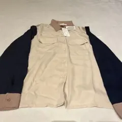 【新品】バイカラー長袖シャツ Fサイズ