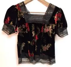 アナスイ・ANNASUI・ベルベット花柄レースブラウスのサムネイル