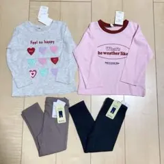 【90cm 女の子】新品長袖Tシャツ・レギンスセット