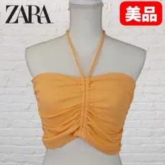 ZARA ギャザー チューブトップ L オレンジ Y2K
